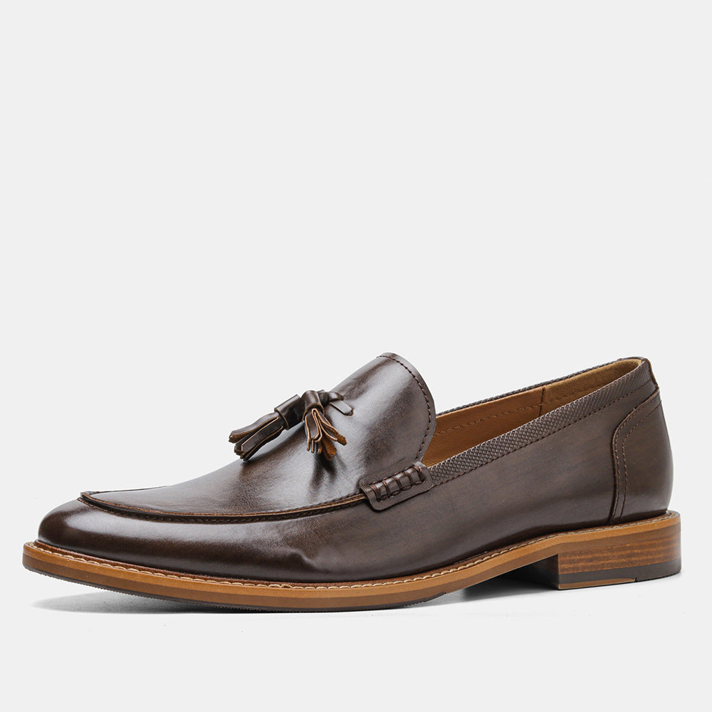 American Wood Grain Tassel Formal Slip-on Loafers