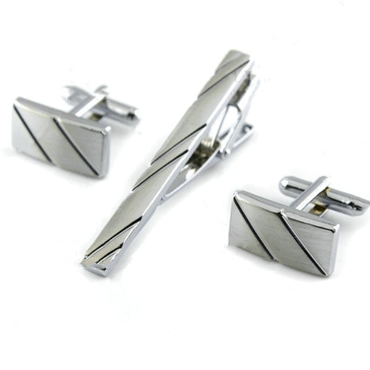 Business Silver Diagonal Cufflinks