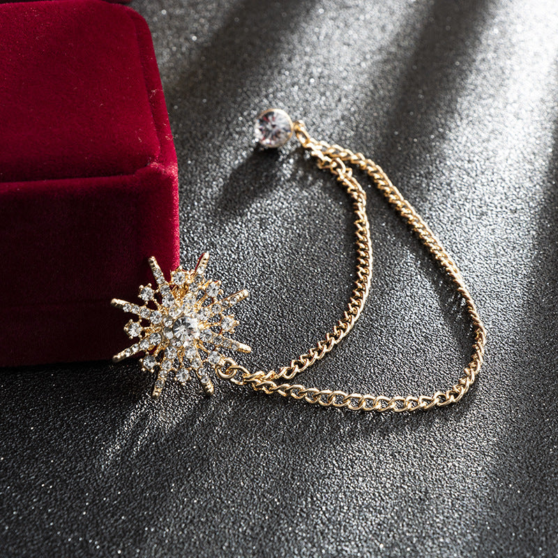 Brooch Octagonal Star Chain Tassel Suit Formal Accessories