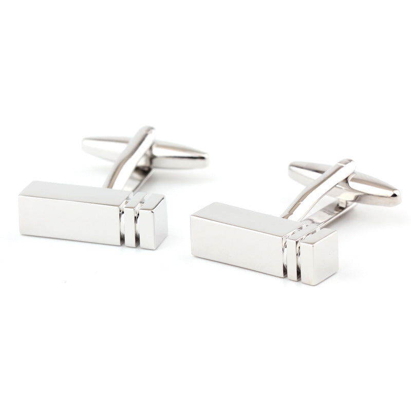Rectangular Glossy Metal European Style Cufflinks