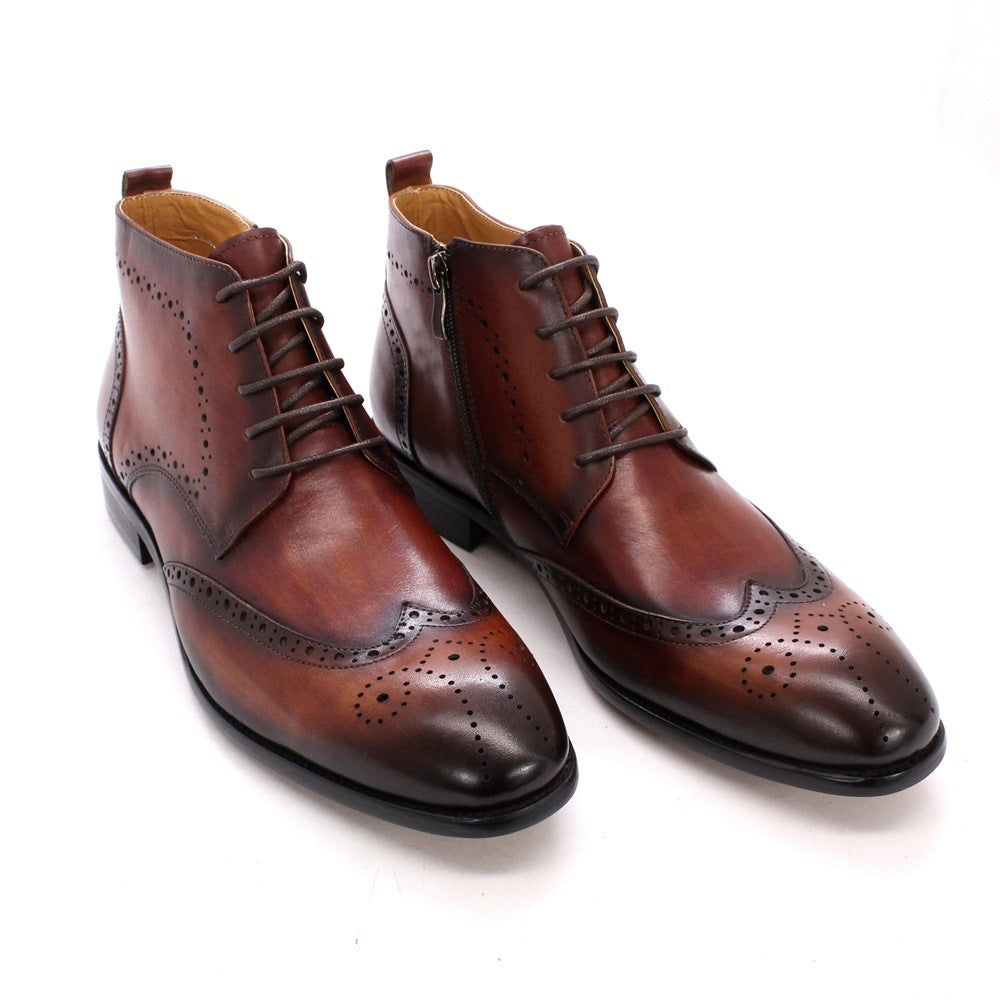 Side Zipper Leather Martin Formal Boots