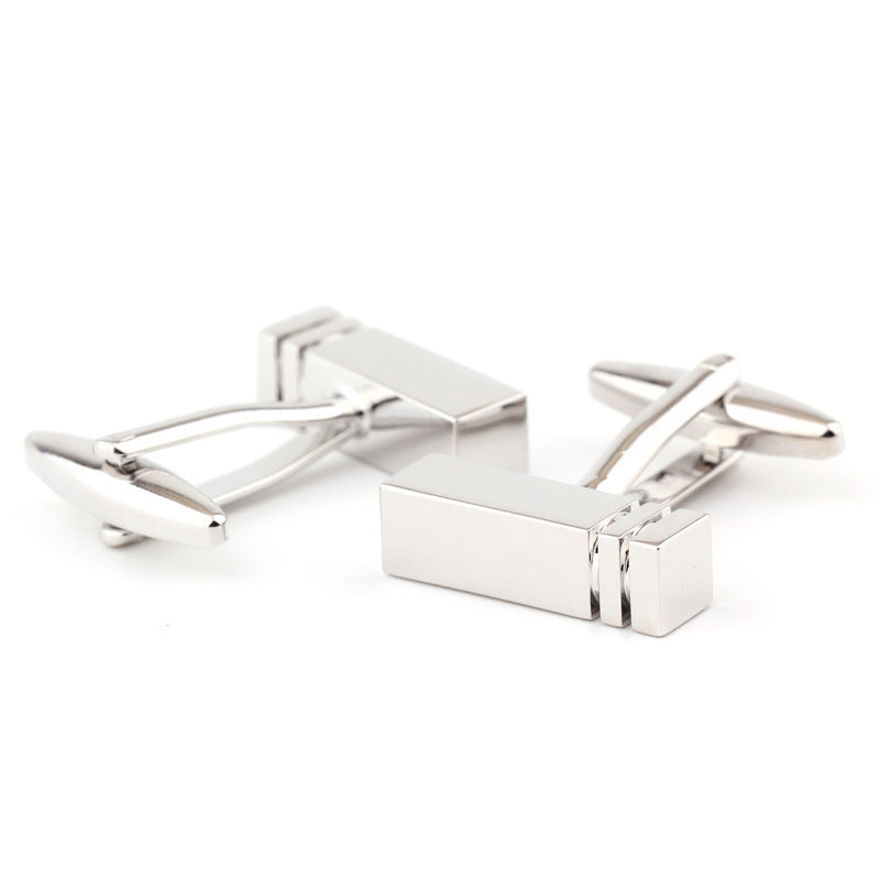 Rectangular Glossy Metal European Style Cufflinks