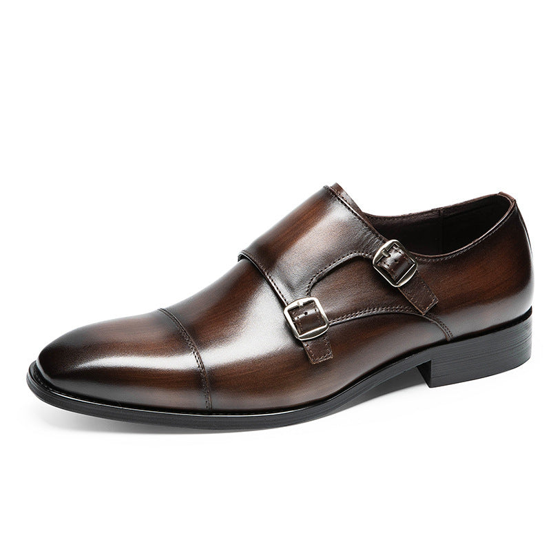 Double Buckle Cowhide Leather Formal Shoes