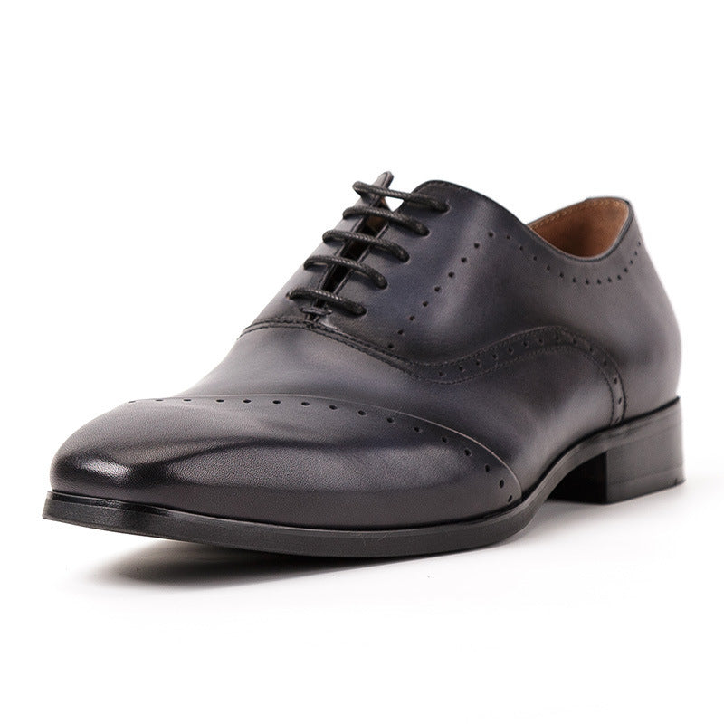 Men's First Layer Cowhide Pointed Toe British Style Business Dress Shoes